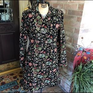 JOHNNY WAS Embroidered Floral Button Down Coat